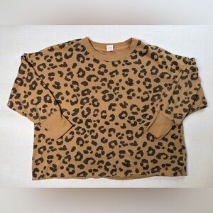 SECRET TREASURES Womens Sz L (12-14) OVERSIZED Crewneck Cheetah Print Sweatshirt